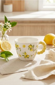 Керамічне горнятко з лимонним мотивом - жовтий