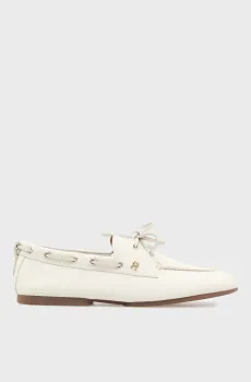 Женские белые кожаные топсайдеры SLEEK BOAT Белый 36 Tommy Hilfiger FW0FW09148