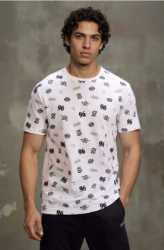 Бавовняна футболка з принтом - білий