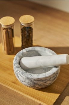 Ступка з мармуровим візерунком - темно-сірий