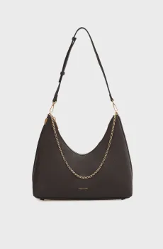 Женская темно-коричневая сумка EMBLEM HW PEBBLE SHOULDER Коричневый ONESIZE Calvin Klein LV04F3495G
