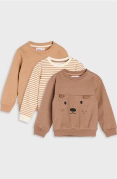 Бавовняні Кофти Crewneck З Мотивом Собаки 3 pack - темно коричневий