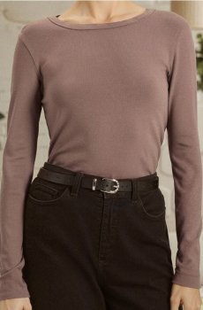 Футболка з довгим рукавом - кавовий