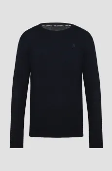 Мужской темно-синий шерстяной джемпер Синий 3XL Karl Lagerfeld 553399.655000;690