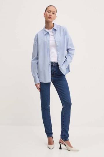 Хлопковая рубашка Guess Jeans женская regular классический воротник W4YH68 WGCF1 Хлопковая рубашка Guess Jeans женская regular классический воротник W4YH68 WGCF1
