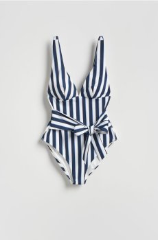 Reserved - Суцільний пляжний костюм - темно-синій - 402HP-59X