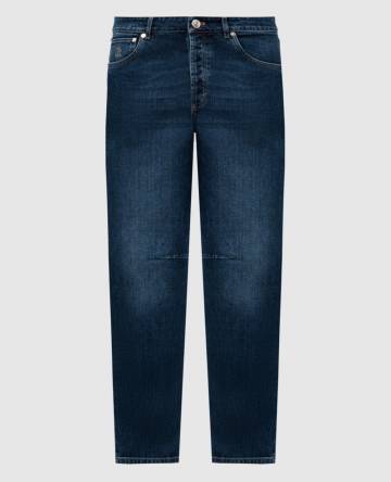 Синие джинсы с эффектом потертости