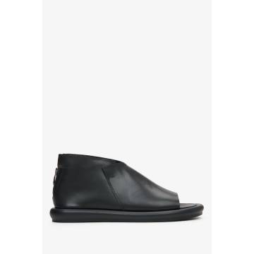 Закриті сандалі Peep toe шкіряні чорні Estro ER00115149 Закриті сандалі Peep toe шкіряні чорні Estro ER00115149