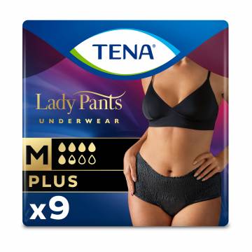Урологические трусы женские TENA Lady Slim Pants Plus Black, размер M, 9 шт Урологические трусы женские TENA Lady Slim Pants Plus Black, размер M, 9 шт