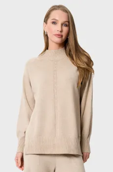Женский бежевый шерстяной свитер Бежевый ONESIZE ANDRE TAN 41091P