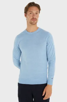 Мужской голубой шерстяной джемпер DC FINE GAUGE MERINO CREW NK Голубой S Tommy Hilfiger MW0MW33128