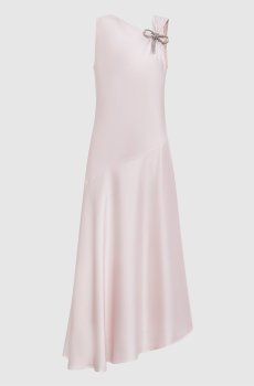 Розовое платье асимметричного кроя