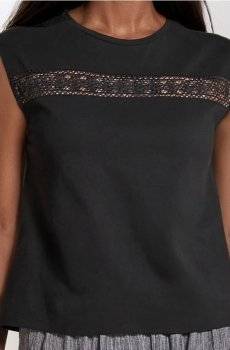 Блузка з ажурною вставкою - чорний