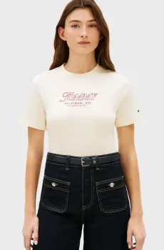 Женская белая футболка TILT GRAPHIC REG Белый L Tommy Hilfiger WW0WW48707