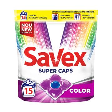 Капсулы для стирки Savex Super Caps Color, 15 стирок, 15 шт Капсулы для стирки Savex Super Caps Color, 15 стирок, 15 шт