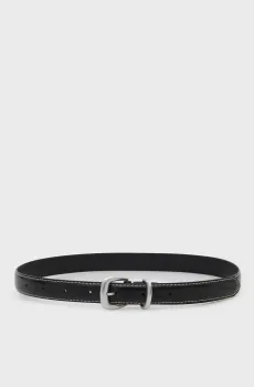 Женский черный кожаный ремень 2PIECE LOGO 25MM CONTRAST STICH Черный 70 Calvin Klein LV04F7113G