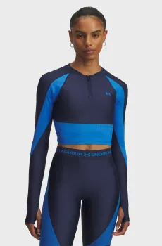 Женский темно-синий лонгслив UA HG Rib 1/4 Zip Синий M Under Armour 6003981-403