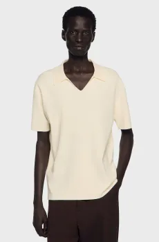 Мужское белое поло Белый M Sandro SHPTR00759_Ecru