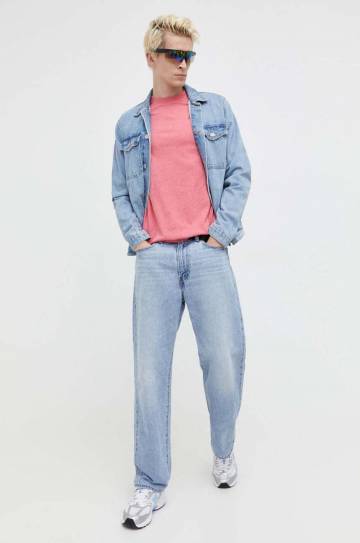 Хлопковая футболка Superdry цвет розовый с аппликацией Хлопковая футболка Superdry цвет розовый с аппликацией
