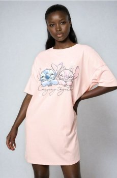 Нічна сорочка Stitch - пастельний рожевий