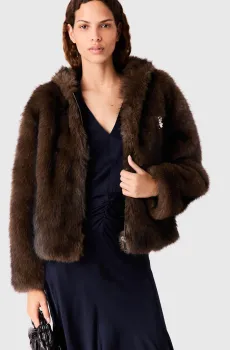 Женская коричневая шуба Коричневый 40 MAJE MFPOU01476_Brown