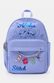 Рюкзак із тисненням і декоративними підвісками Stitch - блакитний