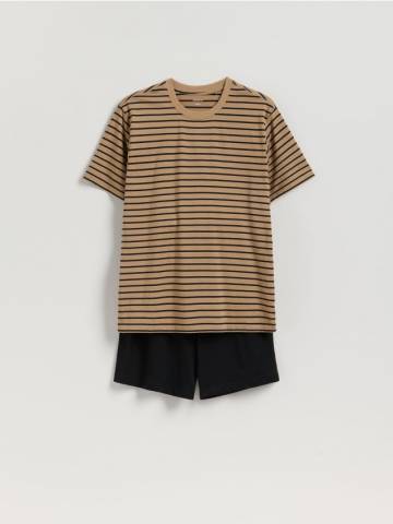Reserved - Бавовняний піжамний комплект - бежевий - 945ER-80X