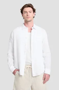 Мужская белая льняная рубашка Белый XL Guess M5GH73.WH3J0;G011