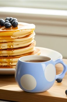 Керамічне горня з ручкою - блакитний