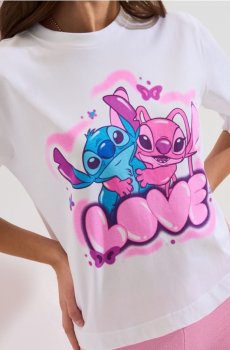 Бавовняна футболка з коротким рукавом Lilo & Stitch - білий