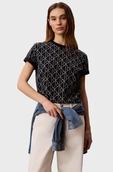 Женская темно-синяя футболка с узором CLASSIC SEASONAL AOP Синий XS Calvin Klein Jeans LV047G811G
