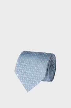 Мужской голубой шелковый галстук с узором Голубой ONESIZE BOSS 50544564;450