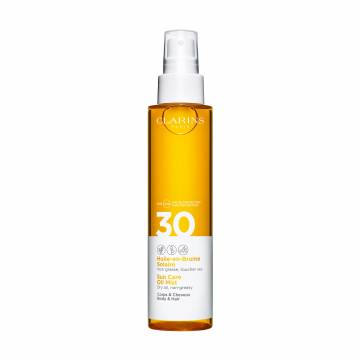 Солнцезащитое масло-спрей для тела и волос Clarins Huile-en-Brume Solaire SPF 30, 150 мл Солнцезащитое масло-спрей для тела и волос Clarins Huile-en-Brume Solaire SPF 30, 150 мл