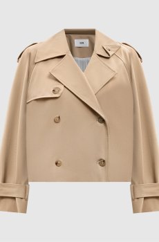 Бежевая двубортная куртка