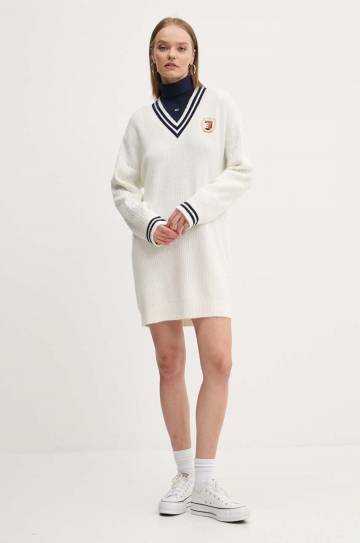 Платье Tommy Jeans цвет бежевый mini прямое DW0DW19810 Платье Tommy Jeans цвет бежевый mini прямое DW0DW19810