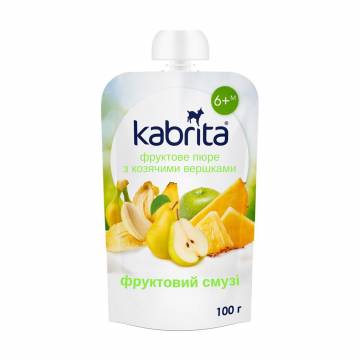 Детское фруктовое пюре Kabrita Фруктовый смузи с козьими сливками, от 6 месяцев, 100 г