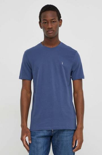 Хлопковая футболка AllSaints 3 шт цвет бирюзовый однотонный Хлопковая футболка AllSaints 3 шт цвет бирюзовый однотонный