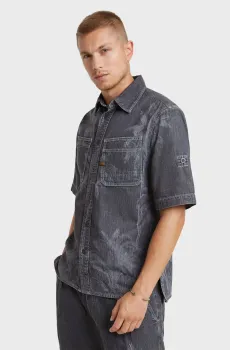 Мужская темно-серая джинсовая рубашка с узором Slanted double pocket regular Серый S G-Star RAW D24602,D540