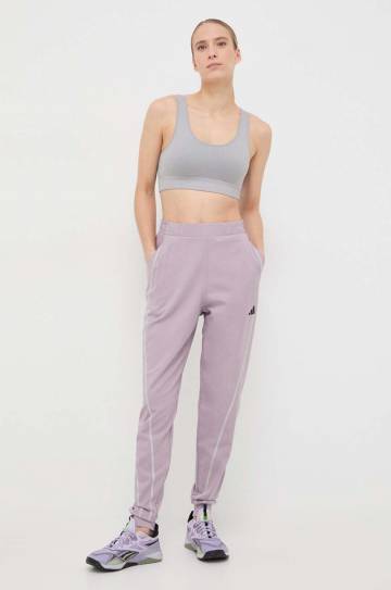 Тренировочные брюки adidas Performance Woven цвет розовый однотонные Тренировочные брюки adidas Performance Woven цвет розовый однотонные