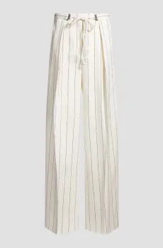 Женские белые льняные брюки в полоску Белый 38 BOSS 50538216;962