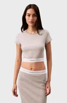 Женский серый топ RIB CROP TEE Серый XL Calvin Klein LV00QS7349