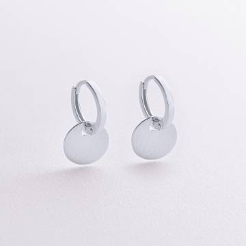 Серьги - кольца "Монетки" в белом золоте с09042 Серьги - кольца "Монетки" в белом золоте с09042