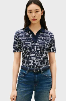 Женское темно-синее поло с узором 1985 REG PIQUE Синий XS Tommy Hilfiger WW0WW49827