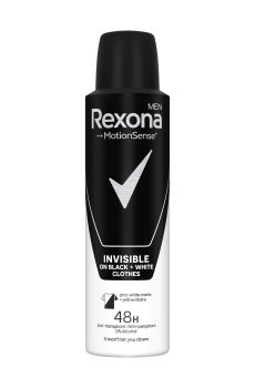 Антиперспирант-спрей Rexona MotionSense Men Invisible, невидимый на черном и белом 48Н, мужской, 150 мл