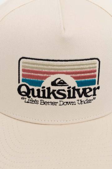 Хлопковая кепка Quiksilver цвет бежевый с аппликацией Хлопковая кепка Quiksilver цвет бежевый с аппликацией