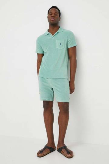 Поло Polo Ralph Lauren мужской цвет зелёный однотонный Поло Polo Ralph Lauren мужской цвет зелёный однотонный