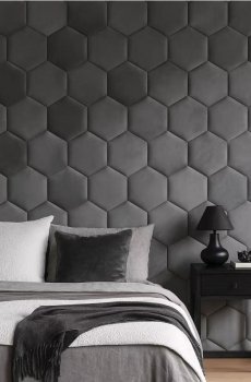 М’які гексагональні настінні панелі - сірий