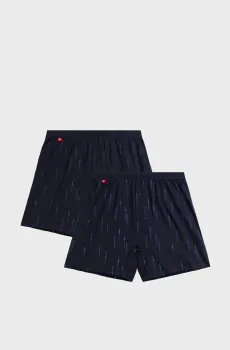 Мужские темно-синие трусы с узором (2 шт) Синий L Atlantic 2MBX-074