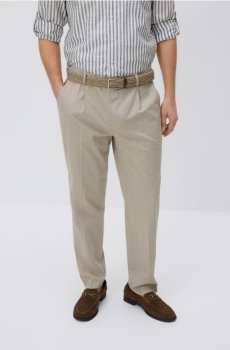 Reserved - Штани regular fit з ременем - бежевий - 522HR-08M