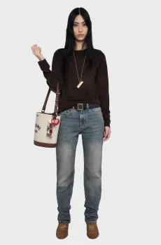 Женский темно-коричневый шерстяной джемпер Cici Коричневый L ZADIG&VOLTAIRE KWSW02815_DARK CHOCOLATE